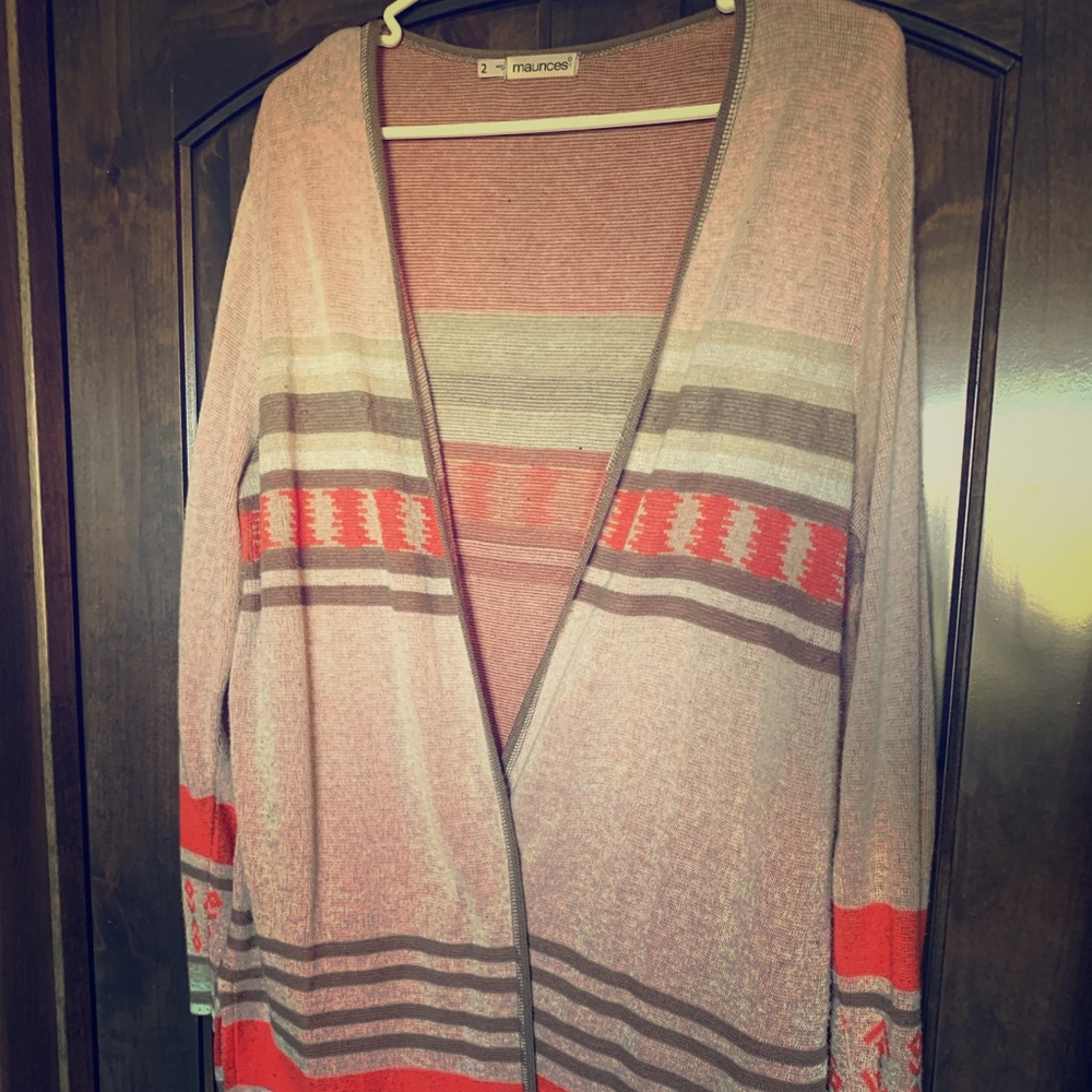 Used coral print duster